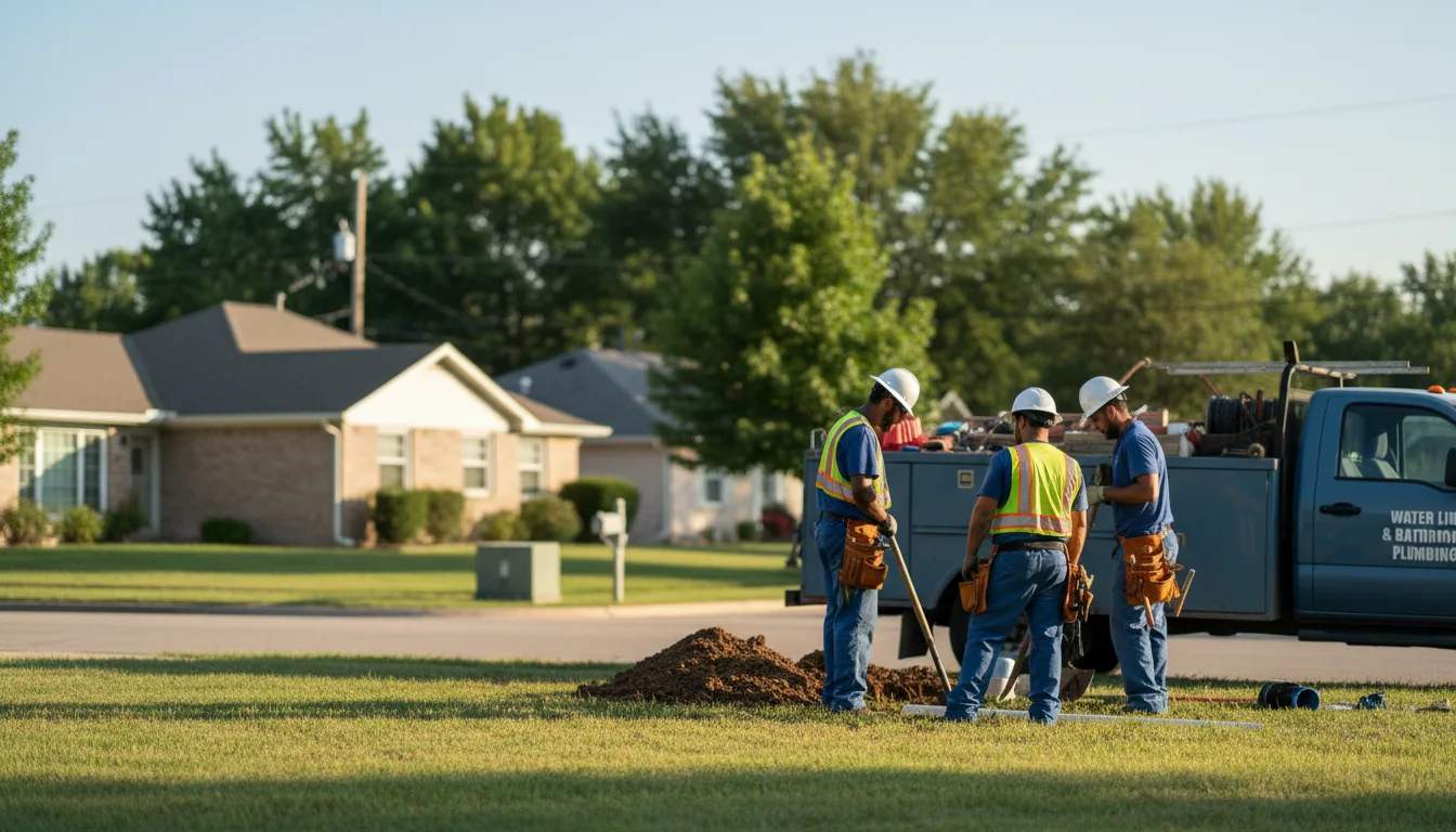 Residential water line and bathroom plumbing service in Moore, OK